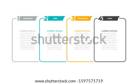 Business infographics template. Thin line label. Vector design with icons and 4 options or steps.