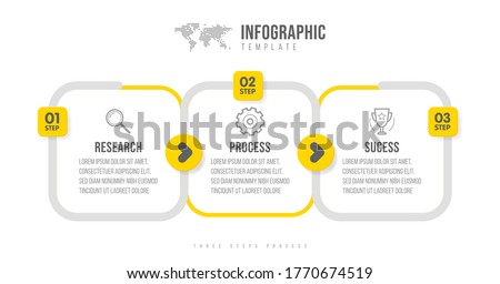 Business infographics template. Timeline with 3 arrow steps, three number options. Vector element