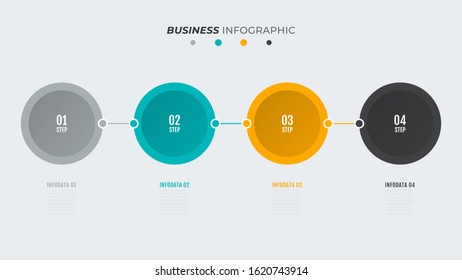 Business Infographics template. Timeline with 4 steps, number options. Vector illustration.