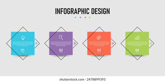 Business infographics template. timeline with 4 steps, options. can be used for workflow diagram, info chart, web design. vector illustration.