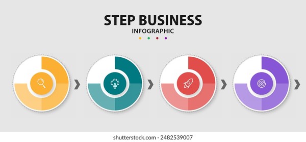 Business infographics template. timeline with 4 steps, options. can be used for workflow diagram, info chart, web design. vector illustration.	