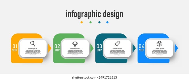 Business infographics template. timeline with 4 steps, options. can be used for workflow diagram, info chart, web design. vector illustration.	