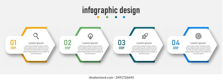 Business infographics template. timeline with 4 steps, options. can be used for workflow diagram, info chart, web design. vector illustration.	