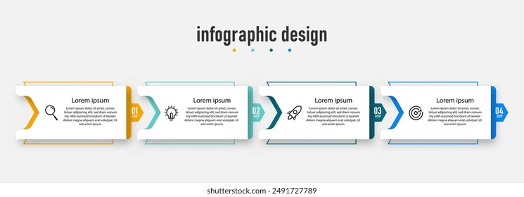 Business infographics template. timeline with 4 steps, options. can be used for workflow diagram, info chart, web design. vector illustration.	