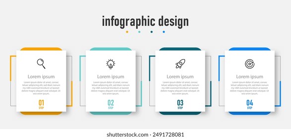 Plantilla de infografías de negocios. línea de tiempo con 4 pasos, opciones. se puede utilizar para diagrama de flujo de trabajo, infograma, Diseño web. Ilustración vectorial.	