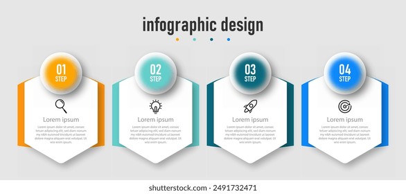 Business infographics template. timeline with 4 steps, options. can be used for workflow diagram, info chart, web design. vector illustration.	