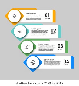 Business infographics template. timeline with 4 steps, options. can be used for workflow diagram, info chart, web design. vector illustration.	