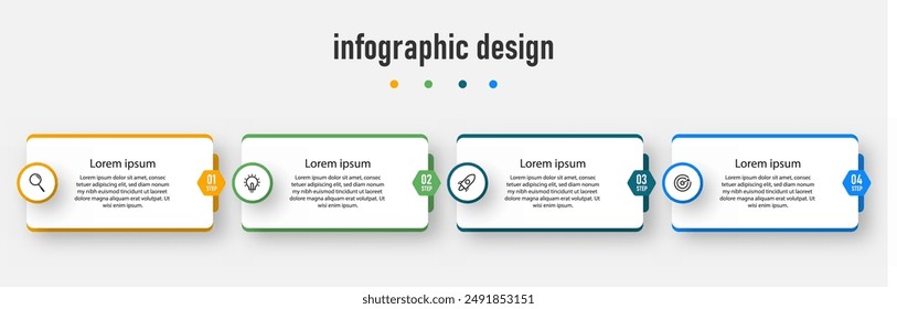 Business infographics template. timeline with 4 steps, options. can be used for workflow diagram, info chart, web design. vector illustration.	