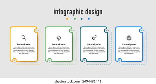 Plantilla de infografías de negocios. línea de tiempo con 4 pasos, opciones. se puede utilizar para diagrama de flujo de trabajo, infograma, Diseño web. Ilustración vectorial.	