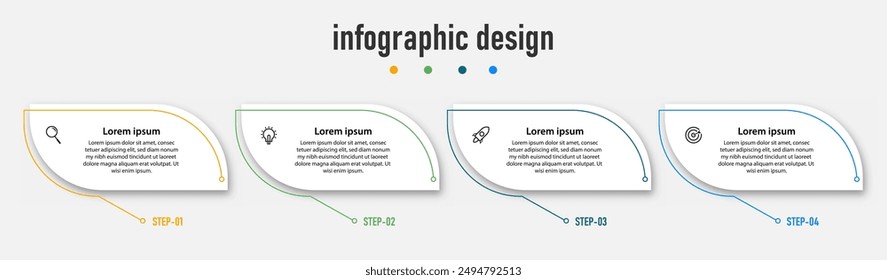 Business infographics template. timeline with 4 steps, options. can be used for workflow diagram, info chart, web design. vector illustration.	