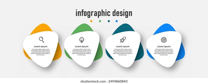 Plantilla de infografías de negocios. línea de tiempo con 4 pasos, opciones. se puede utilizar para diagrama de flujo de trabajo, infograma, Diseño web. Ilustración vectorial.	