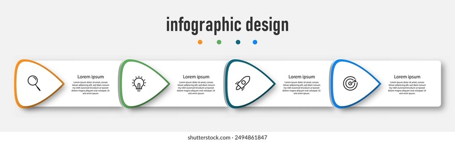 Business infographics template. timeline with 4 steps, options. can be used for workflow diagram, info chart, web design. vector illustration.	
