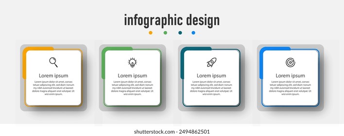 Plantilla de infografías de negocios. línea de tiempo con 4 pasos, opciones. se puede utilizar para diagrama de flujo de trabajo, infograma, Diseño web. Ilustración vectorial.	