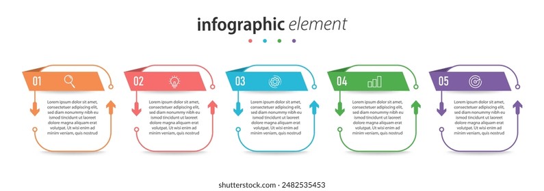 Business infographics template. timeline with 5 steps, options. can be used for workflow diagram, info chart, web design. vector illustration.	