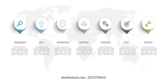 Infografía empresarial proceso de línea delgada con diseño de plantilla cuadrada con iconos y 6 opciones o pasos. Ilustración vectorial. vector de diseño de papel.