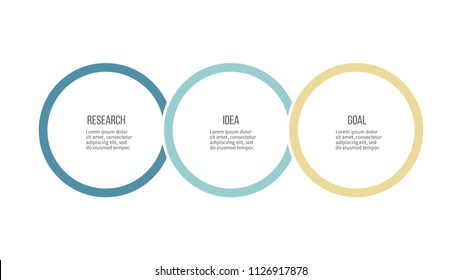 Business infographics. Timeline infographics with 3 options, circles. Vector template.