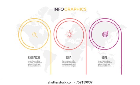 Business infographics . Timeline with 3 options, circles, columns. Vector template.