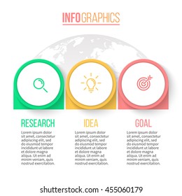 Business Infographics. Timeline With 3 Parts, Labels. Vector Design Template.