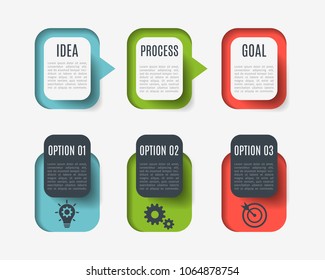 Business infographics. Timeline with 3 steps, square. Vector infographic element. Can be used for web, diagram, graph, presentation, chart, report, step by step infographics