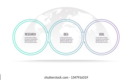 Business Infographics. Timeline With 3 Steps, Options, Circles. Vector Chart.