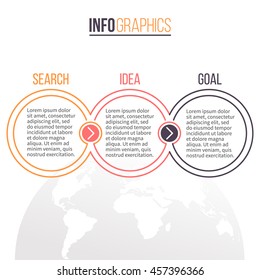 Business infographics. Timeline with 3 steps. Vector template.