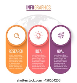 Business Infographics. Timeline With 3 Steps. Vector Template.