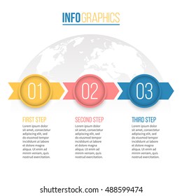 Business infographics. Timeline with 3 steps, arrows.