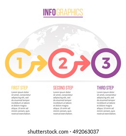 Business infographics. Timeline with 3 steps, circles.
