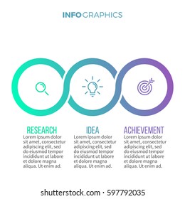 Business Infographics. Timeline With 3 Steps, Sections. Vector Pie Charts.