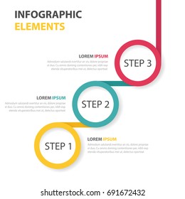 Business Infographics. Timeline With 3 Steps, Circles.