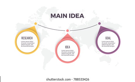 Business infographics. Timeline with 3 steps, options. Vector template.