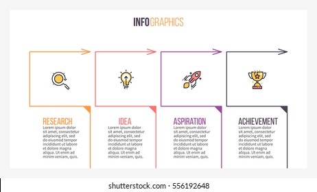 Business infographics. Timeline with 4 sections.