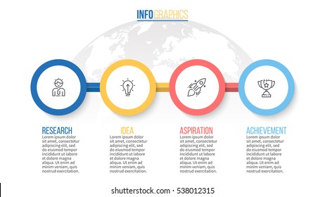 Business infographics. Timeline with 4 step, circles. Vector infographic element.