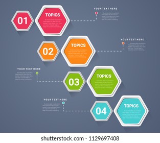 Business infographics. Timeline with 4 steps, labels. Vector infographic element.Can be used for workflow layout, diagram, business step options, banner, web design.