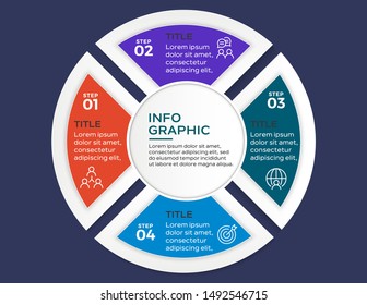 Business infographics. Timeline with 4 steps or options. Vector infographic element