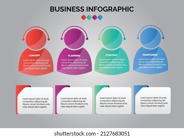 infografías de negocios. Línea de tiempo con 4 pasos, anillos. Elemento infográfico lineal vectorial