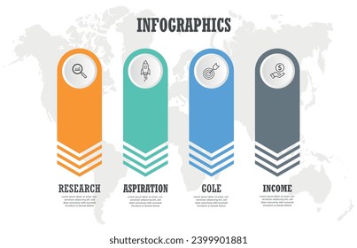 Business infographics. Timeline with 4 steps, options. Vector template.