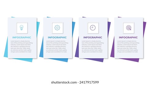 Business infographics. Timeline with 4 steps, options, squares. Vector template.