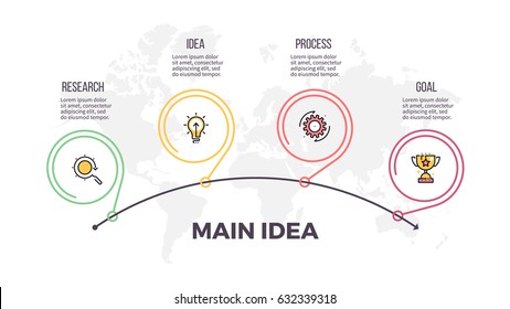 Business infographics. Timeline with 4 steps, options. Thin line vector infographic template.