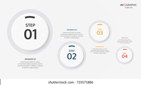 Business infographics. Timeline with 4 steps, circles,line,modern. Vector design infographic element.