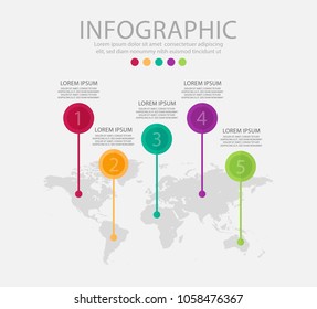 Business infographics. Timeline with 5 steps, labels. Vector infographic element.
