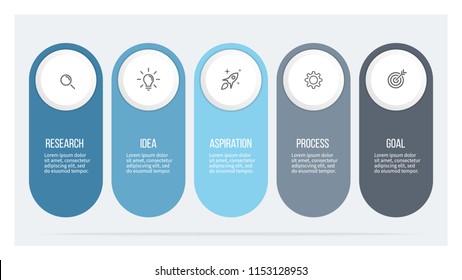 Business infographics. Timeline with 5 steps, options. Vector template.