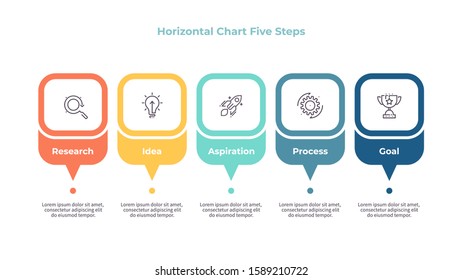 Business infographics. Timeline with 5 steps, labels, options. Vector infographic element