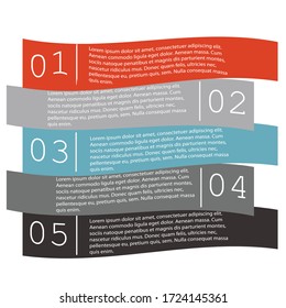 Business infographics. Timeline with 5 steps, labels. Vector infographic element.