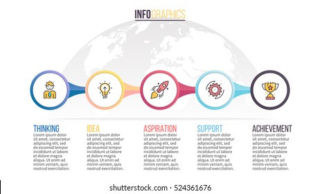 Business infographics. Timeline with 5 steps. Vector infographic element.