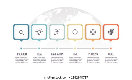 Business infographics. Timeline with 6 options, steps. Vector template.