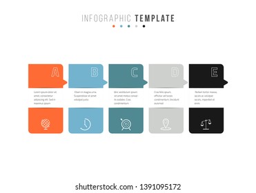 Business infographics timeline design template with icons and 5 steps. Can be used for workflow layout, diagram, annual report, web design