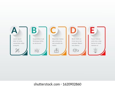 Business infographics timeline design template with icons and 5 steps. Can be used for workflow layout, diagram, annual report, web design