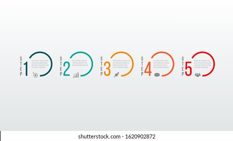 Business infographics timeline design template with icons and 5 steps. Can be used for workflow layout, diagram, annual report, web design