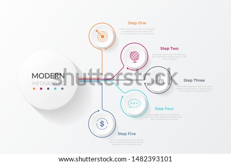 Business infographics timeline design template with icons and 5 steps. Can be used for workflow layout, diagram, annual report, web design